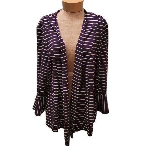 Lane Bryant Blue and White Striped Bell Sleeve Flowy Cardigan Sz 18/20 - Picture 1 of 6